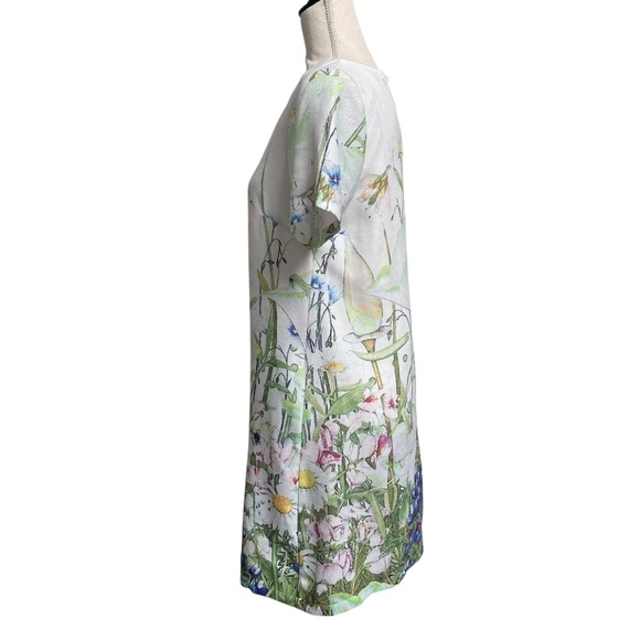 Molly Bracken White Floral Shift Dress Short Sleeve Pockets Small - Picture 8 of 15